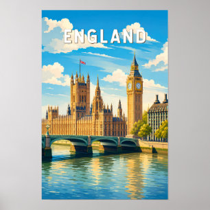 Poster Inglaterra Reino Unido Ilustração Viagem Arte