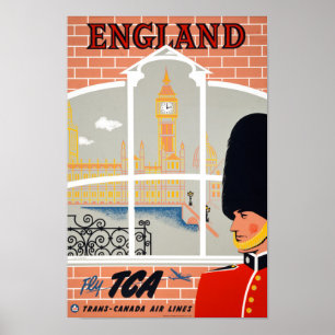 Poster Inglaterra Viagens vintage Restaurado