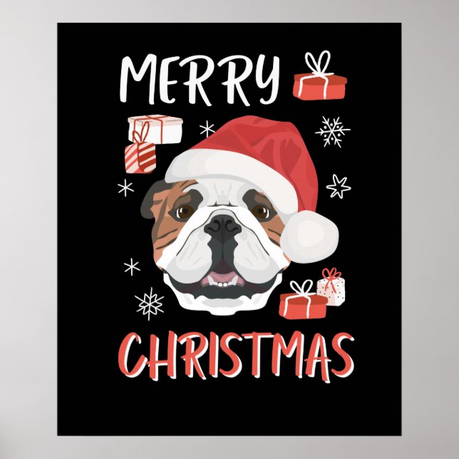 Poster Inglês Buldogue Christmas (Frente)