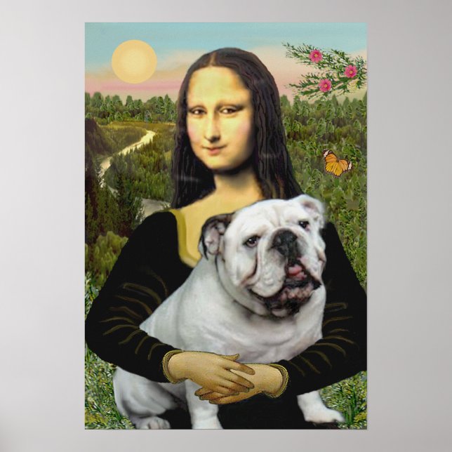 Pôster Inglês Bulldog 9 - Mona Lisa (Frente)