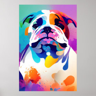 Poster Inglês Bulldog Dog Wild Nature Animal Painting