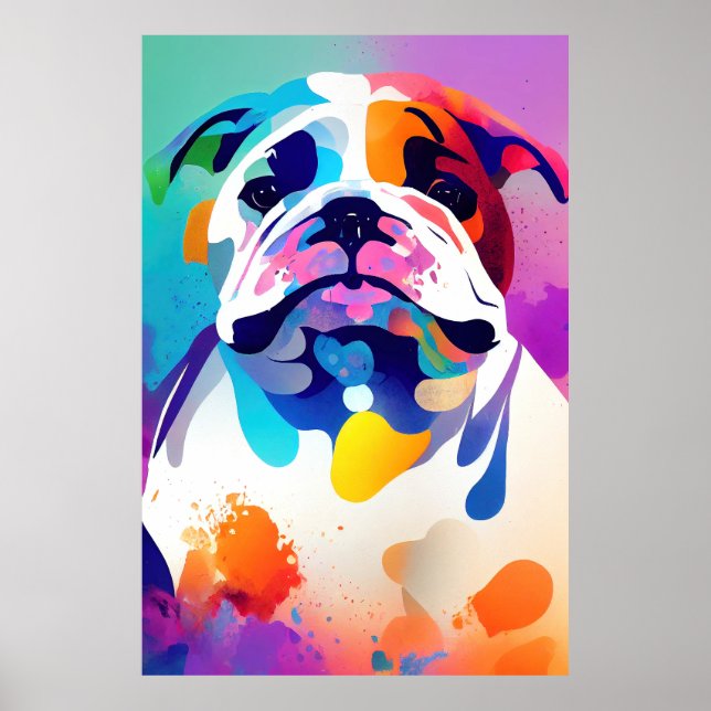 Poster Inglês Bulldog Dog Wild Nature Animal Painting (Frente)