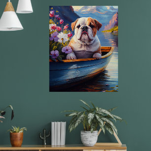 Poster Inglês Bulldog em um Paddle: Uma Aventura Cênica