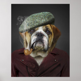 Poster Inglês Bulldog French Hat Pipe