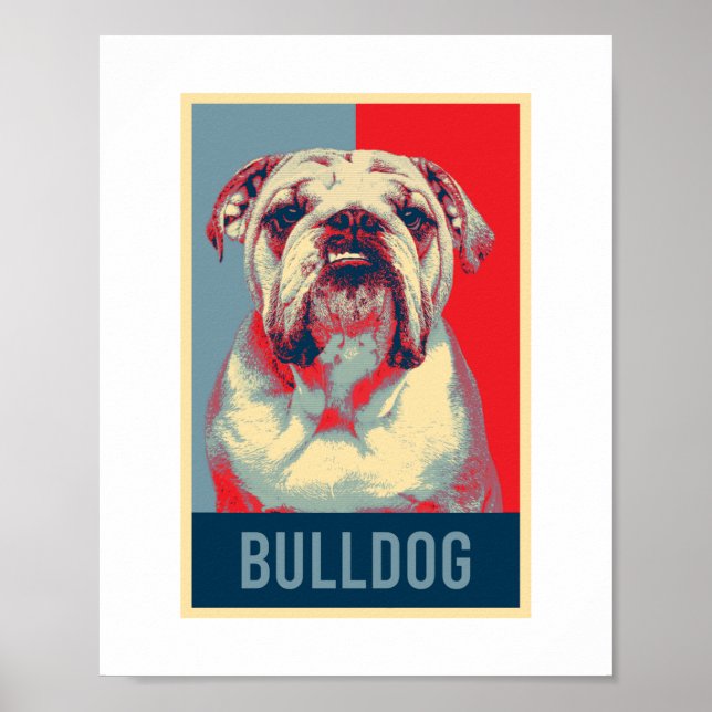 Poster Inglês Bulldog Portrait Pop Art (Frente)