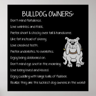 Poster inglês dos amantes do buldogue
