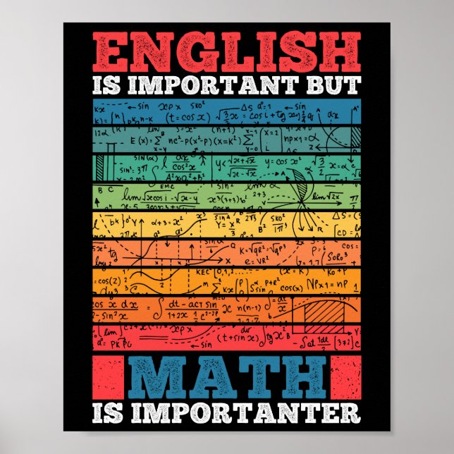 Poster Inglês É Importante, Mas Matemática É Matemática I (Frente)