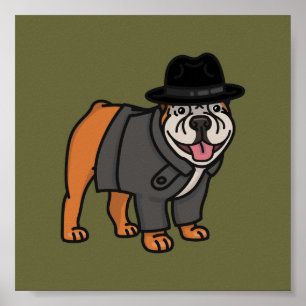 Poster inglês engraçado do detetive do buldogue