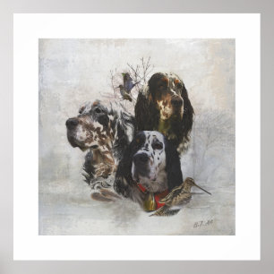 Poster Inglês Setter, caça à galinha