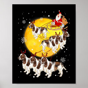 Poster Inglês Springer Spaniel Reindeer Cão de Natal Lo