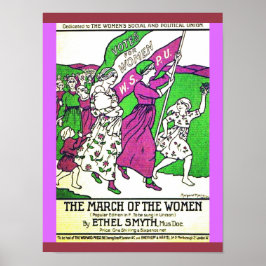 Poster Inglês Suffragettes Coloridos Marcha Mulheres e Ra