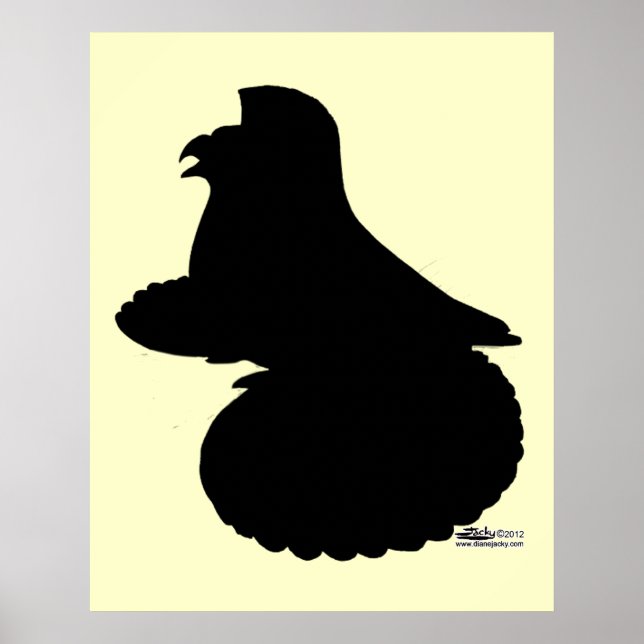 Pôster Inglês Trumpeter Pigeon Silhout (Frente)