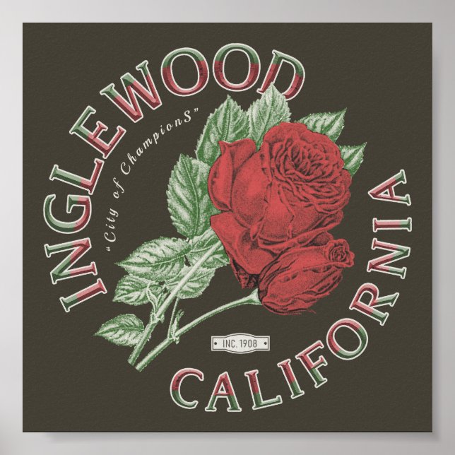 POSTER INGLEWOOD LOS ANGELES CALIFÓRNIA VINTAGE (Frente)