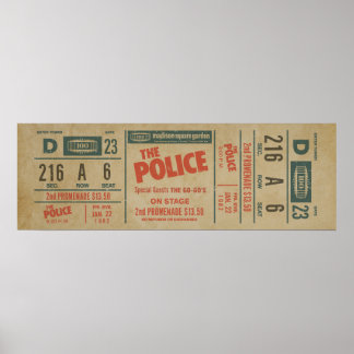 Poster Ingresso do Show do The Police – Arte de Parede Vi