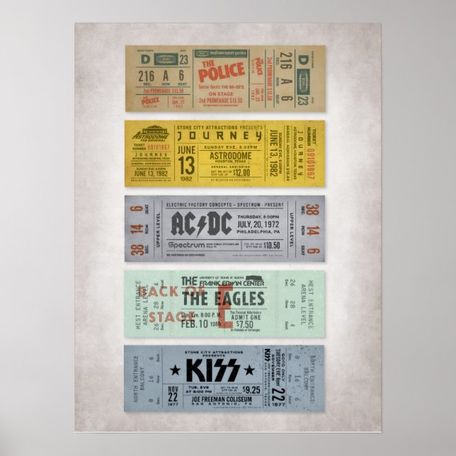 Poster Ingressos para Shows de Rock Clássico – Parede de  (Frente)