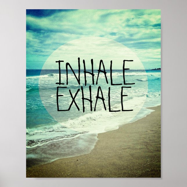 Poster inhale, exalar, citar fotografia do oceano de prai (Frente)