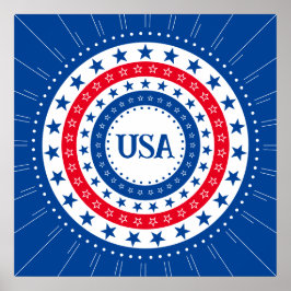 Poster Iniciais ou Monograma de Estrelas Vermelhas, Branc