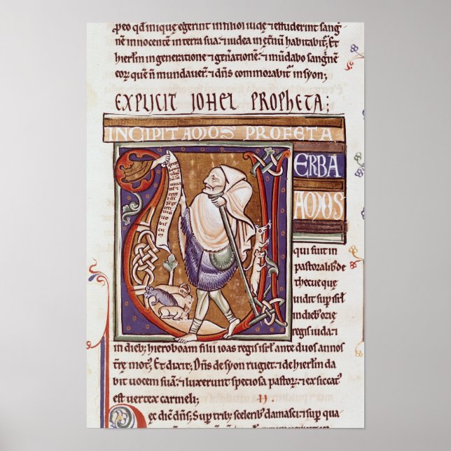 Pôster Inicial historiada 'V' representando Amós (Frente)