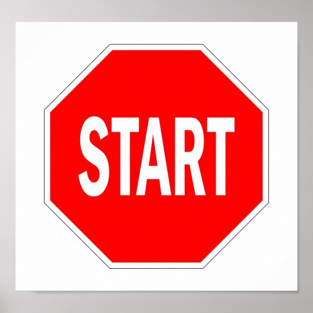 Pôster iniciar sinal de trânsito - ponto (Frente)