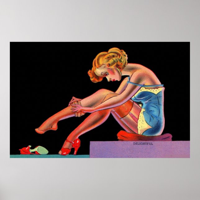 Poster início dos anos 40 Deliciosa garota de pin-up (Frente)