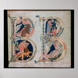 Poster Initial letter 'B' Beatus vir - Blessed is the