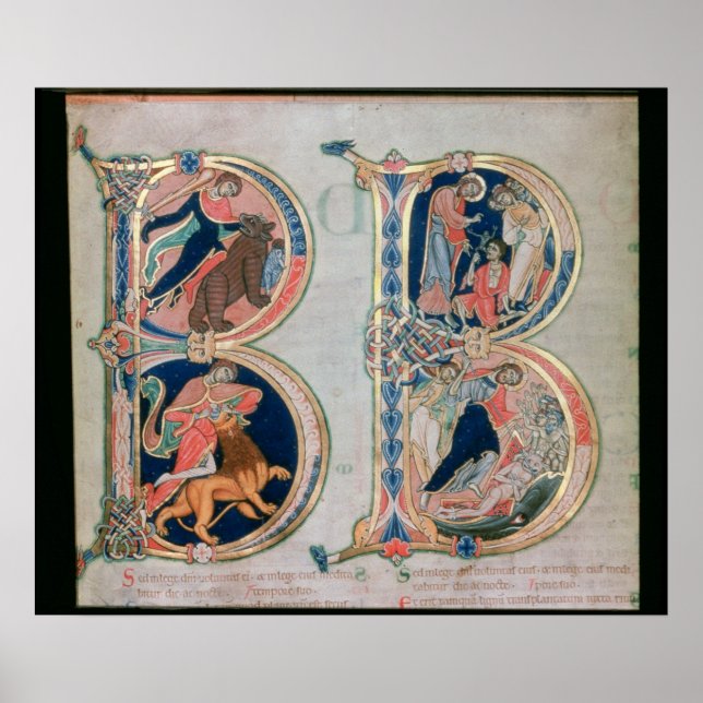 Poster Initial letter 'B' Beatus vir - Blessed is the (Frente)