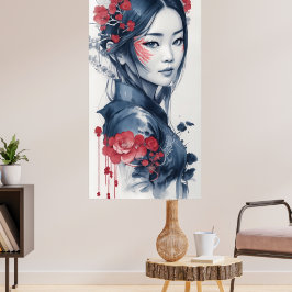 Poster Ink drawing of Vietnamese Lady