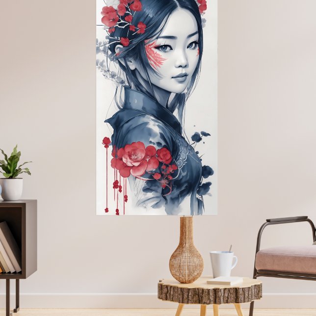 Poster Ink drawing of Vietnamese Lady (Sala de Estar 3)