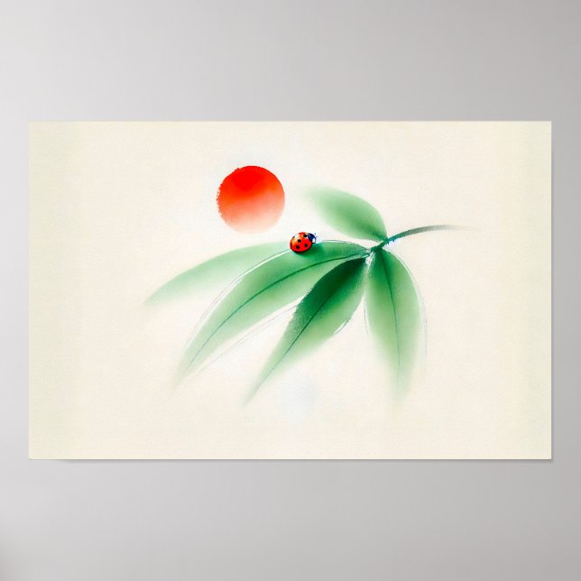 Poster Ink Ladybug chinês em Bamboo (Frente)