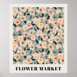 Poster Inky Floral Flower Market Pattern- Sunlit Meadow