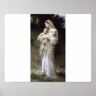 Poster Innocence Bouguereau Madona - pintura infantil com