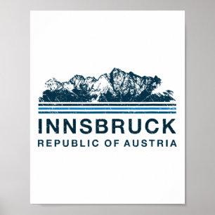 Poster Innsbruck Austria Monta O Esqui Austríaco Vintag
