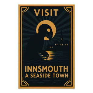 Pôster Innsmouth by Moonlight - An Art Deco Journey in