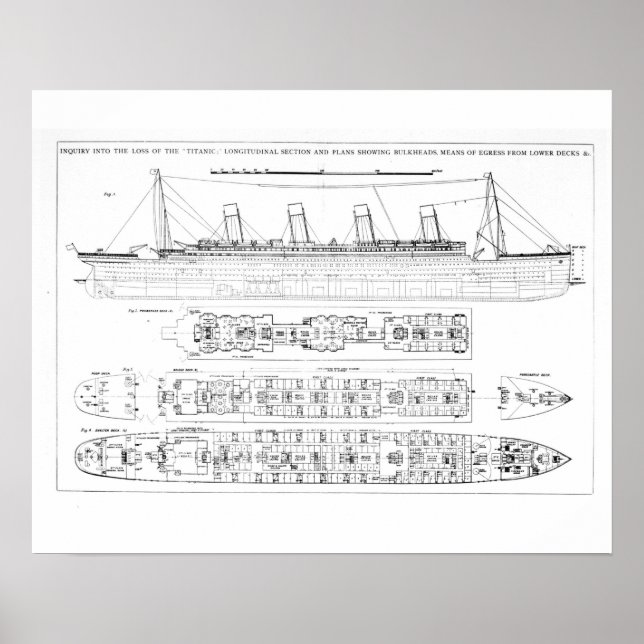 Pôster Inquérito sobre a Perda do Titanic: Seção Cruzada (Frente)