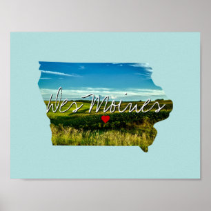 Poster Inserção da Foto do Estado de Iowa e nome da cidad