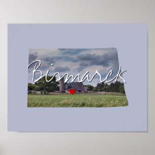 Poster Inserção de Foto do Estado do Dakota do Norte e no