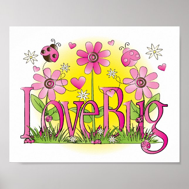 Poster Inseto de amor Lady Bug Girls Room Wall Art (Frente)