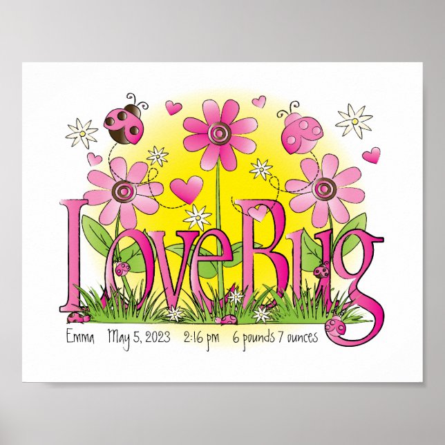 Poster Inseto de amor personalizado Lady Bug Girls Room W (Frente)