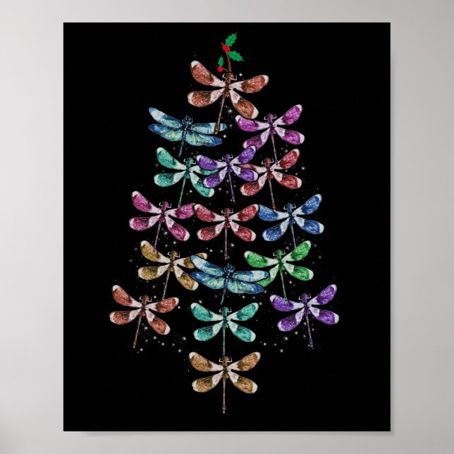 Poster Inseto Feliz de Natal Lover Xmas Dragonfly (Frente)