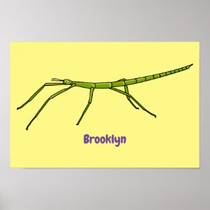 Poster Insetos verdes e bonitos com desenhos animados ros