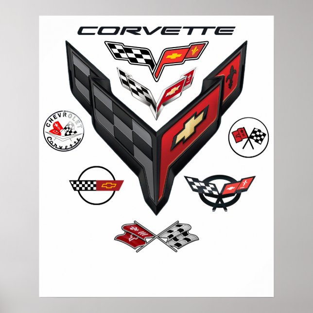 POSTER INSÍGNIA DE 8 GERAÇÕES DO CORVETTE (Frente)