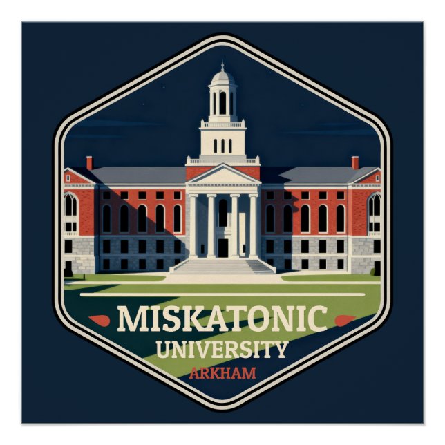 Pôster Insígnia de Viagem Antiga da Universidade Miskaton (Frente)