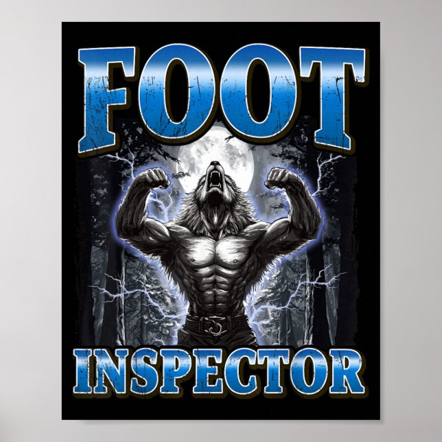 Poster Inspetor de Pé Meme Divertido de Lobisomem (Frente)