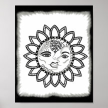 Inspiração Arte Desenhada à Mão Sol Lua