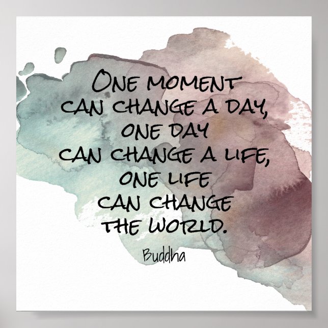 Poster inspiração Buda cita texto aquarela design (Frente)