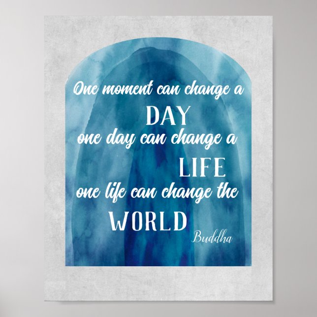 Poster inspiração Buda citar azul e cinza aquática (Frente)