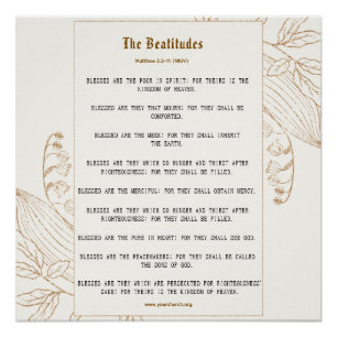 Pôster Inspiração das Beatitudes de Creme e Bronze