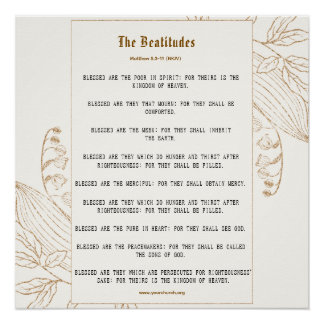 Pôster Inspiração das Beatitudes de Creme e Bronze