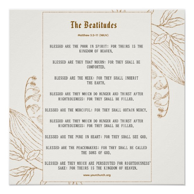 Pôster Inspiração das Beatitudes de Creme e Bronze (Frente)