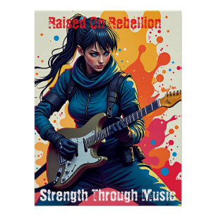 Pôster Inspiração de Arte Guitarista de Ninja Personaliza